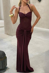 Mesh Panel Sash Maxi Dress 5