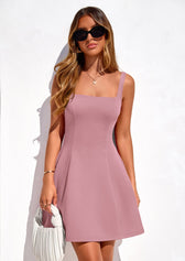 Square Neck Sleeveless Fit and Flare Mini Dress 19
