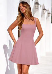Square Neck Sleeveless Fit and Flare Mini Dress 17