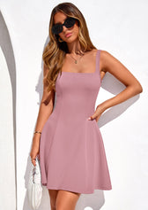 Square Neck Sleeveless Fit and Flare Mini Dress 21