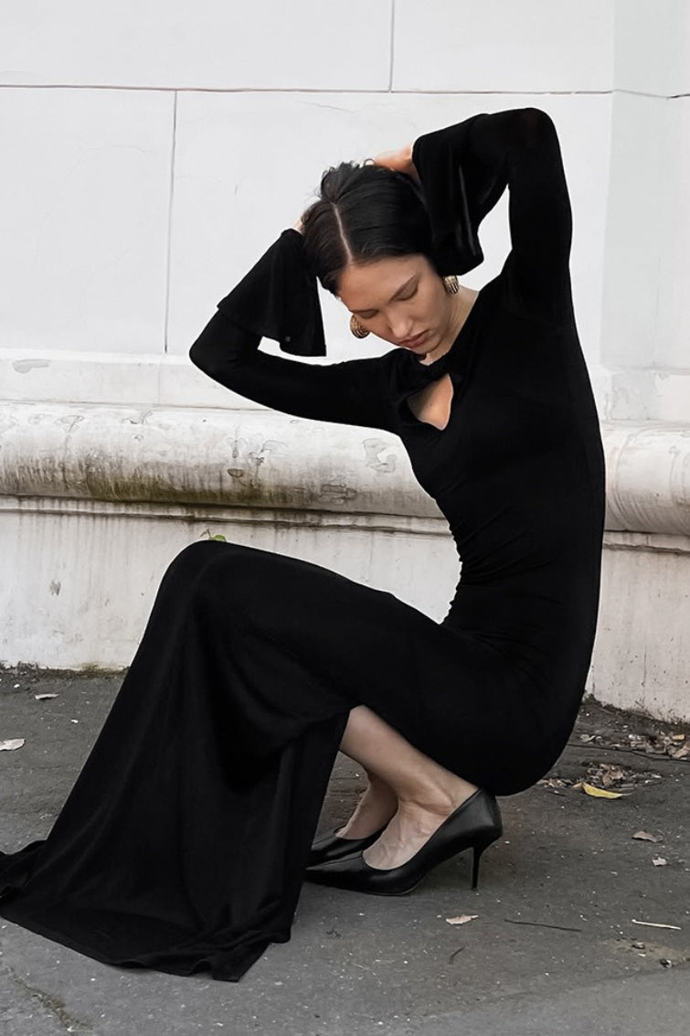 Hollow Out Bodycon Maxi Dress