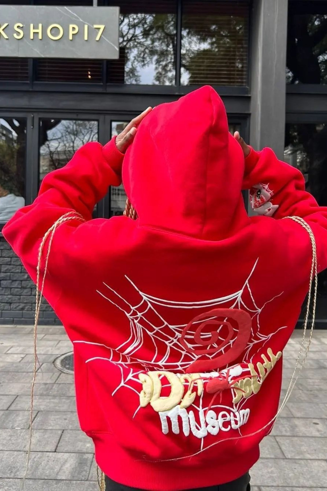 Spider Web Letter Print Hoodie