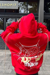 Spider Web Letter Print Hoodie