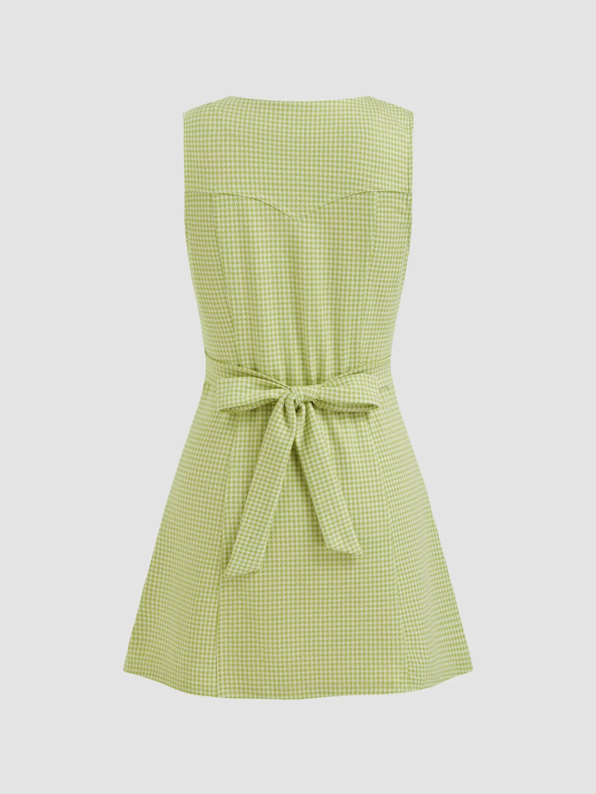 Gingham V-Neck Sleeveless Button Front A-Line Mini Dress 3