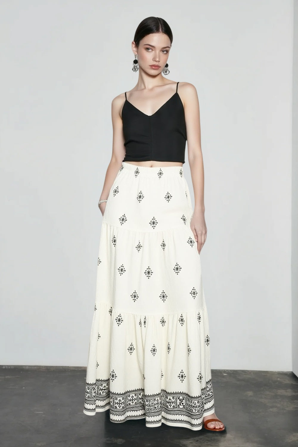 Boho Print High Waist A Line Vacation Skirt