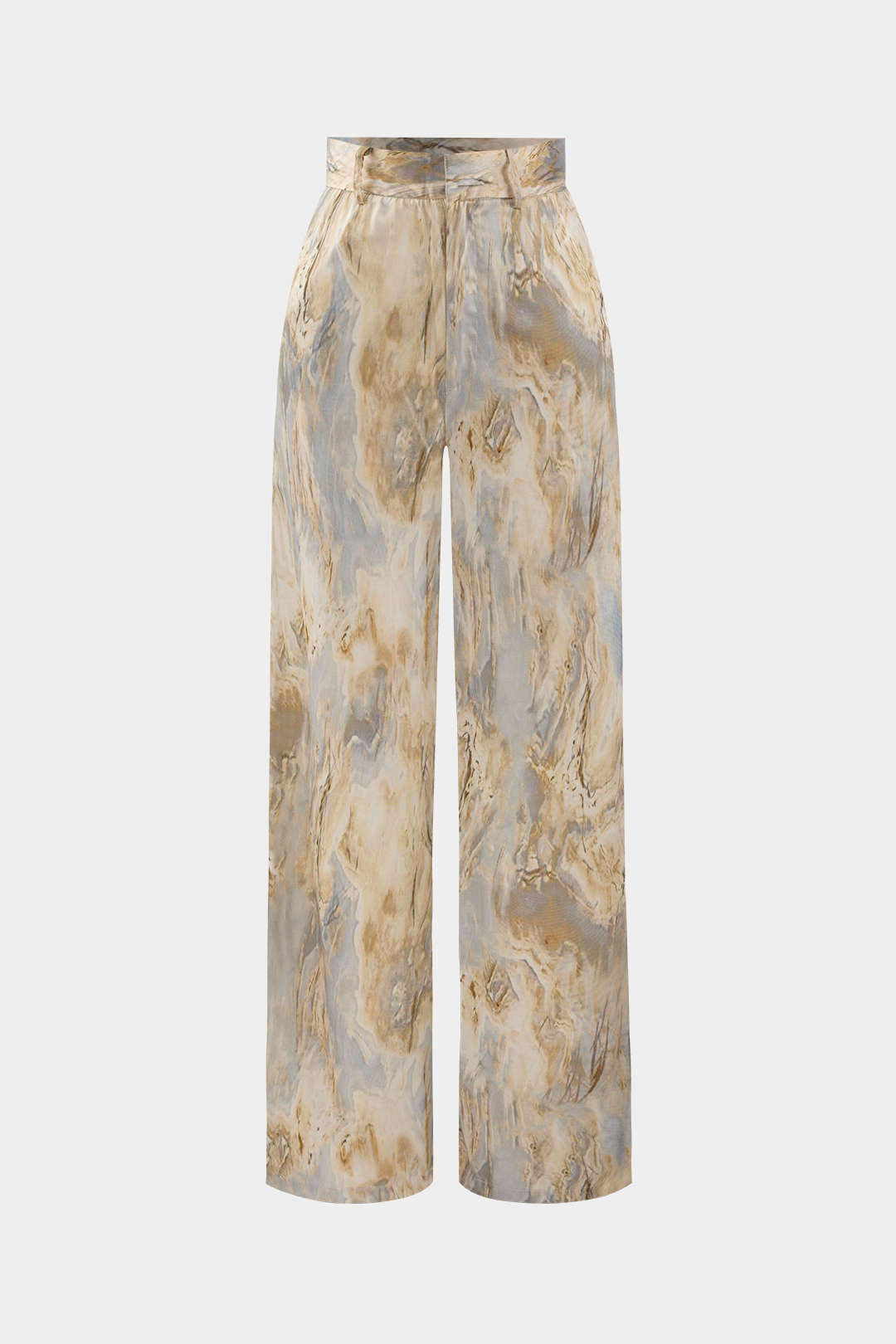 Marble Print High Waist Wide Leg Trousers