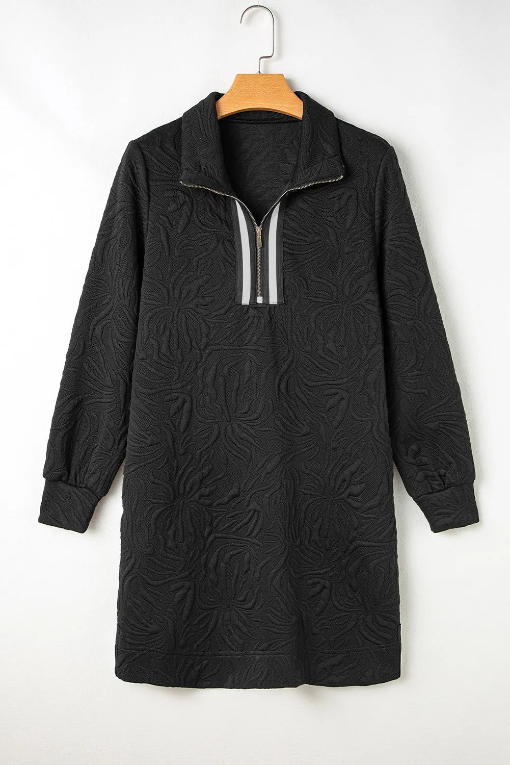Lilian Textured Quarter Zip Dress with Relaxed Fit and Seasonal Wardrobe Essential
