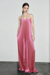Strapless Pleated Maxi Ball Gown Formal Dress