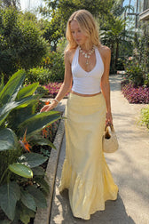 High-Waisted Striped Casual Skirt