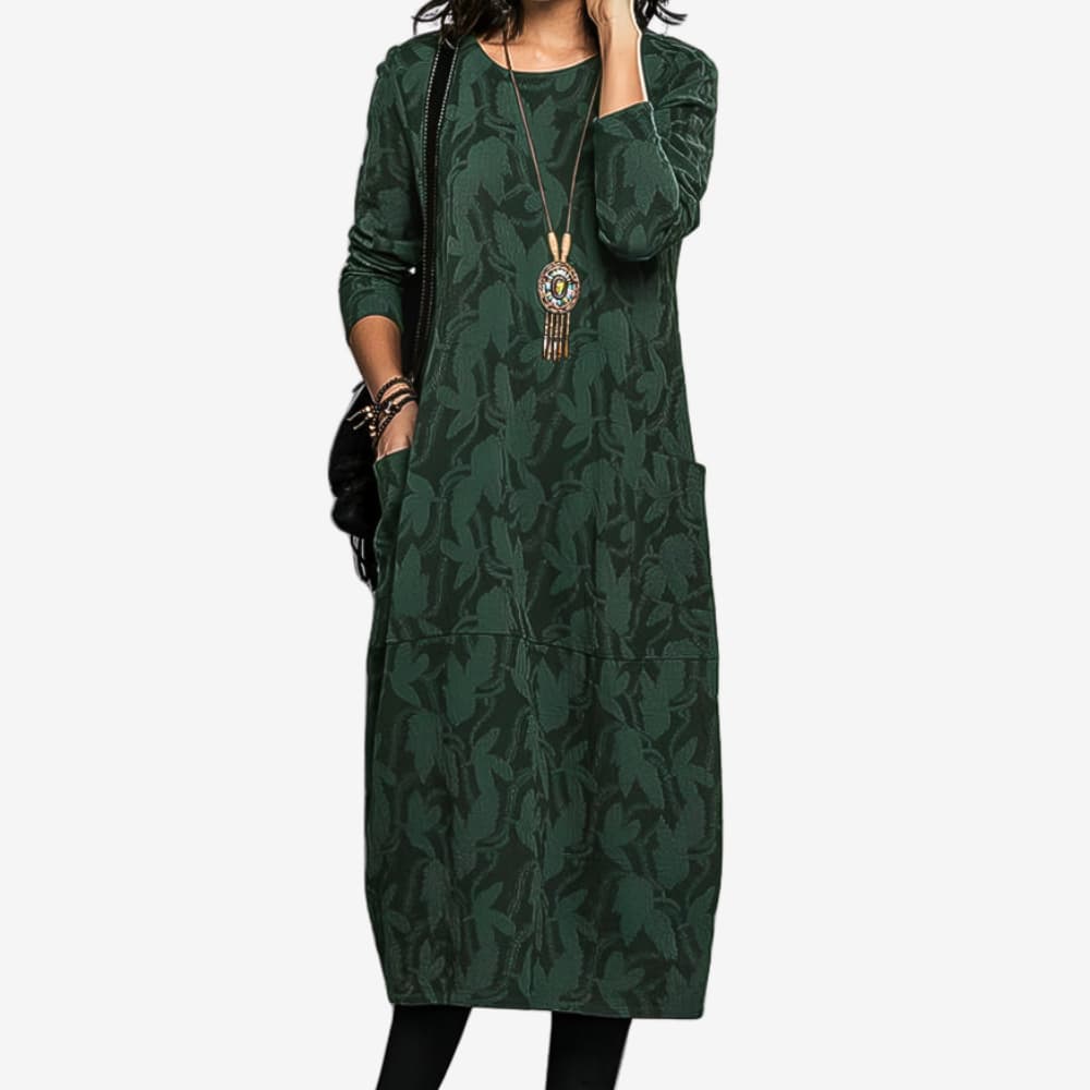 Martha | Casual Winter Dress with Round Neck Green