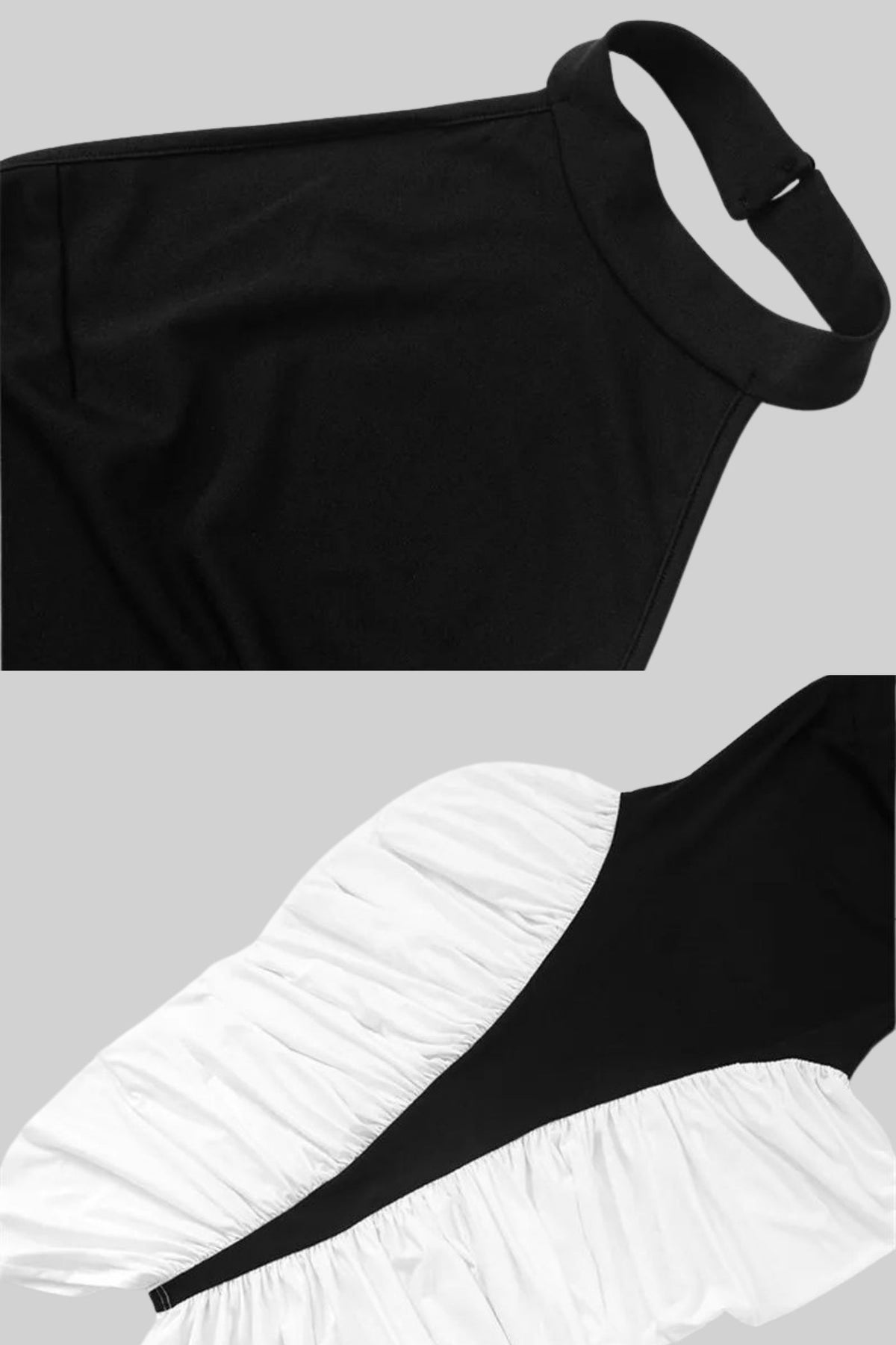 Halter Neck Contrast Ruched Side Panel Bodycon Midi Dress 4