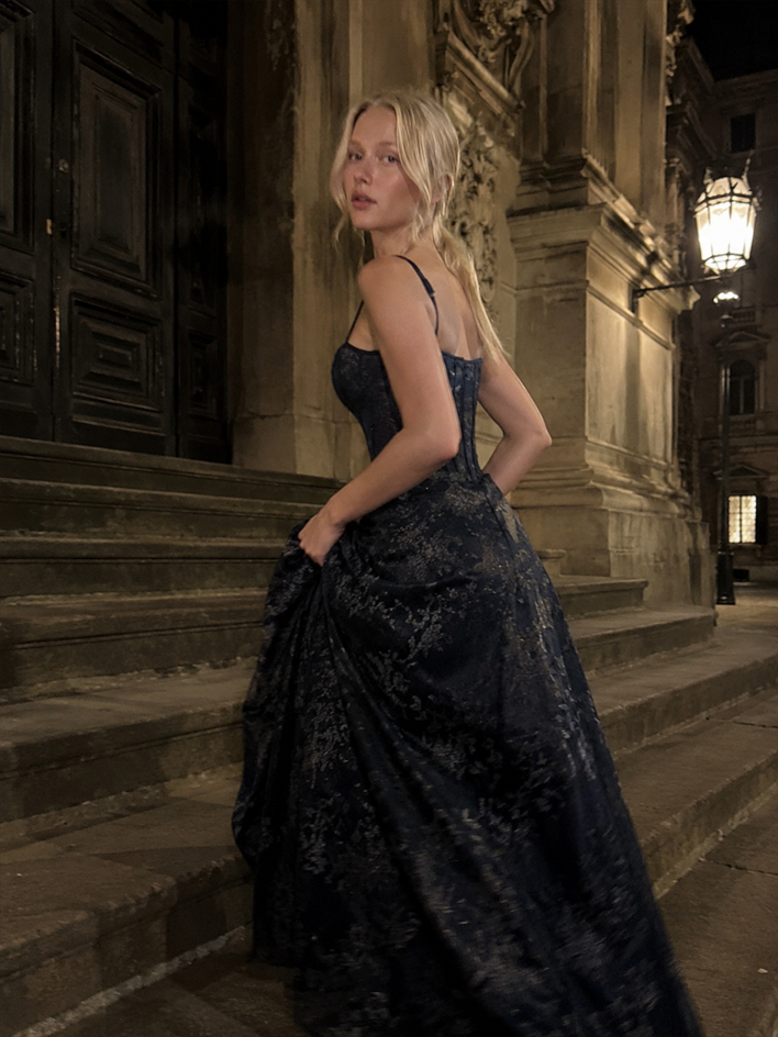 Spaghetti Strap Chiffon Floral Formal Dress