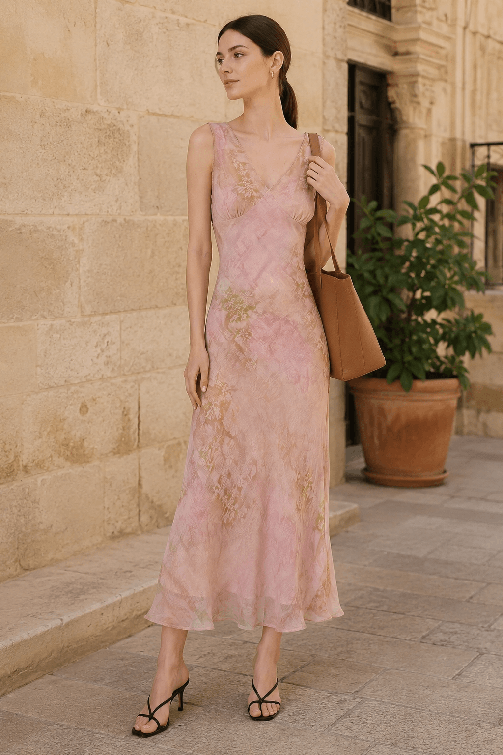 Elegant Chic Slim Waist Long Floral Dress