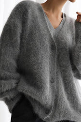 V Neck Mohair Blend Cardigan
