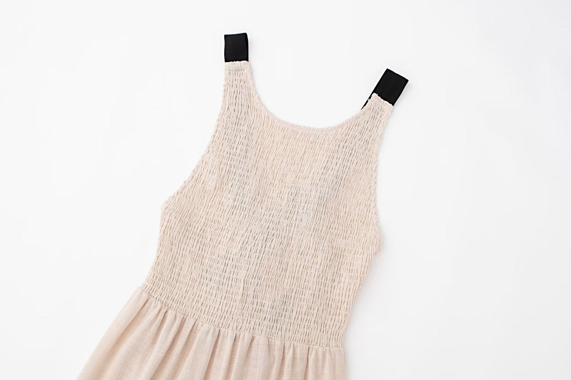 Wide Strap Smocked Round Neck Tiered Gathered Maxi Dress