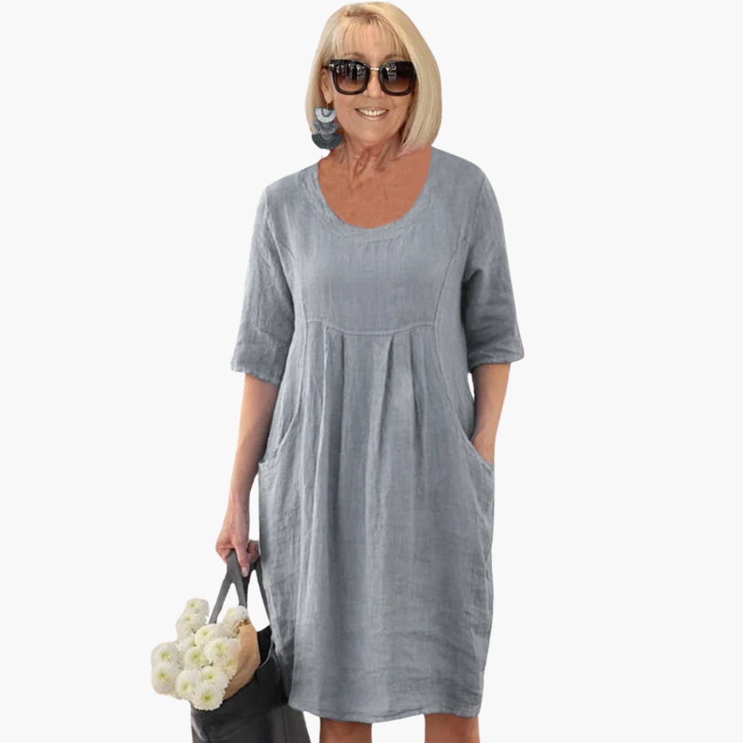 Audrey | Casual Pocket Tunic Dress Grey