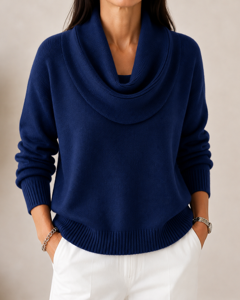 Cowl Neck Long Sleeve Knit Sweater
