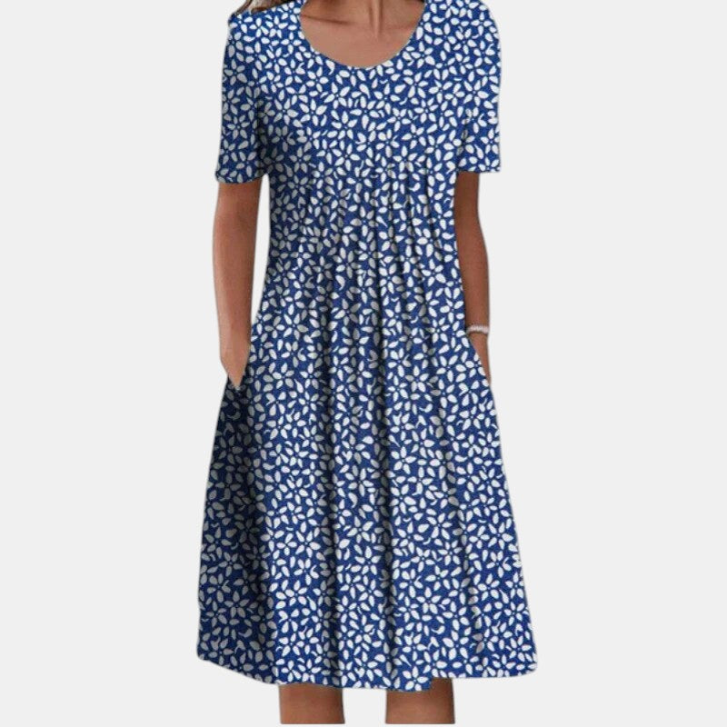 Wildflower Floral Short Sleeve Pleated Midi Dress