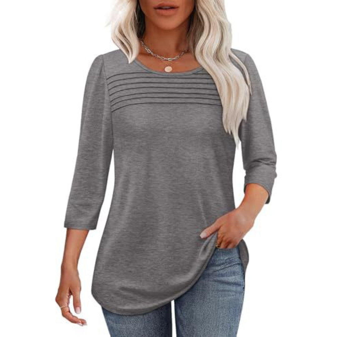 TESSARA™ | Casual Pleated Front Spring Top