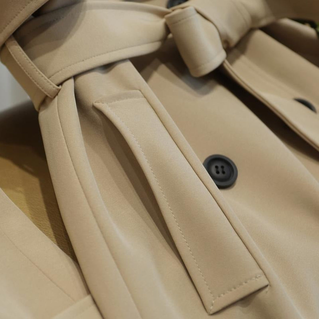 Double Breasted Belted Longline Trench Coat
