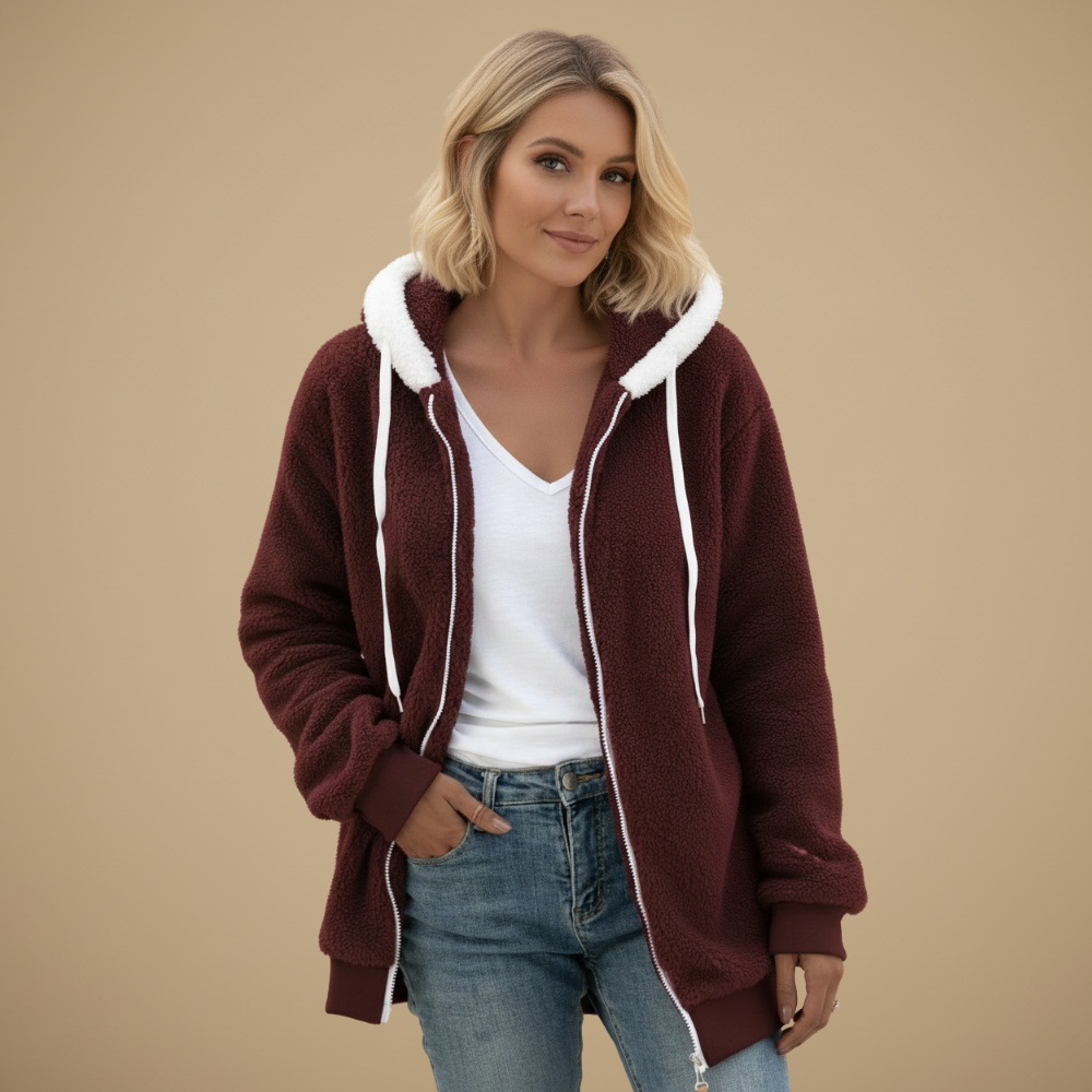 Women's Loose-Fit Fleece Hooded Jacket