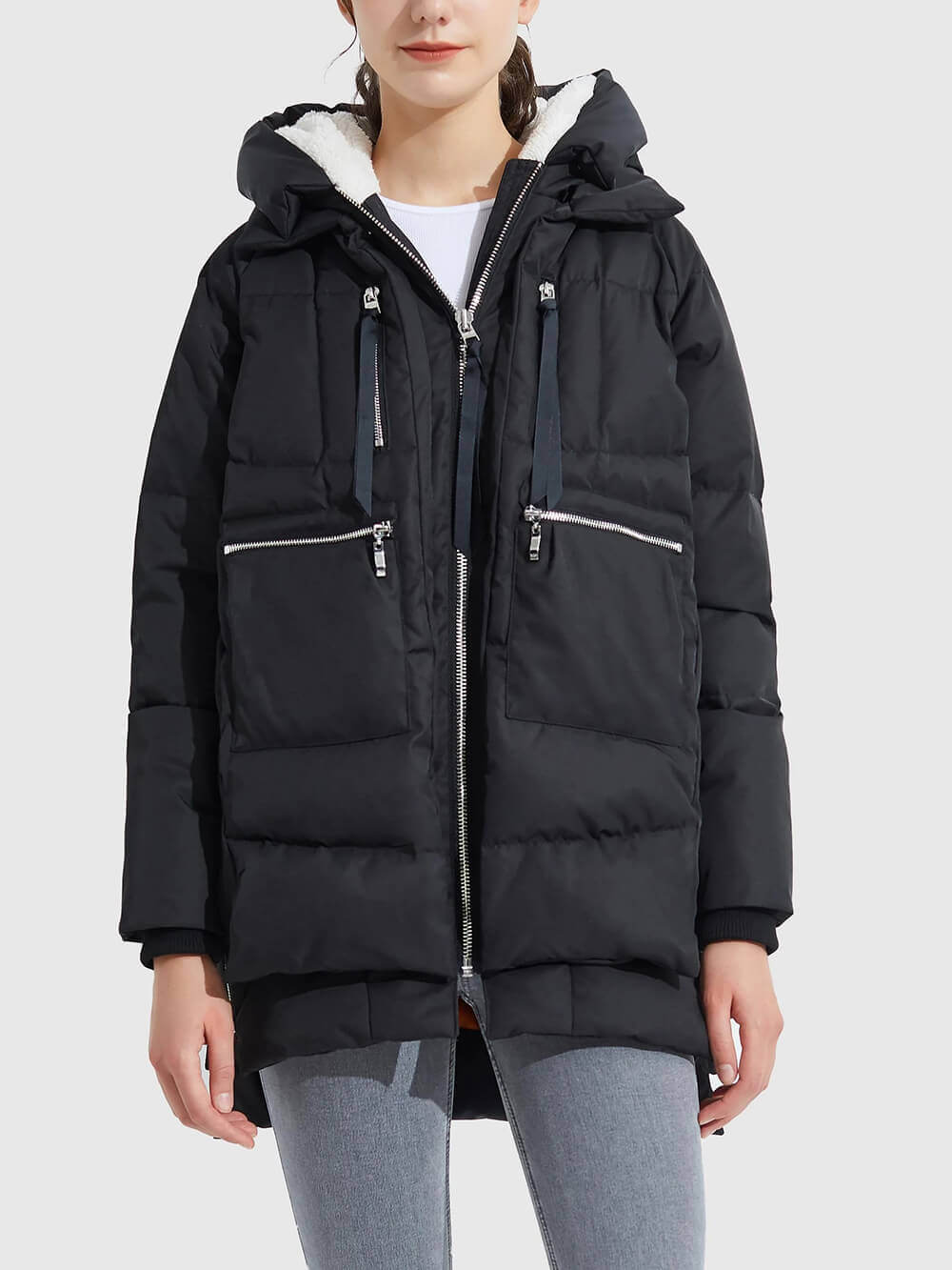 Hooded Zip Front Quilted Longline Puffer Jacket