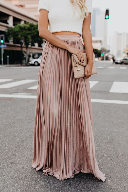 City View Pleated Maxi Skirt - 6 Colors Pink