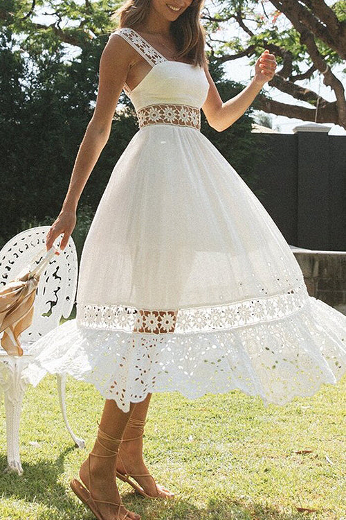 Elevated Sweetie White Lace Sleeveless Maxi Dress - View 6