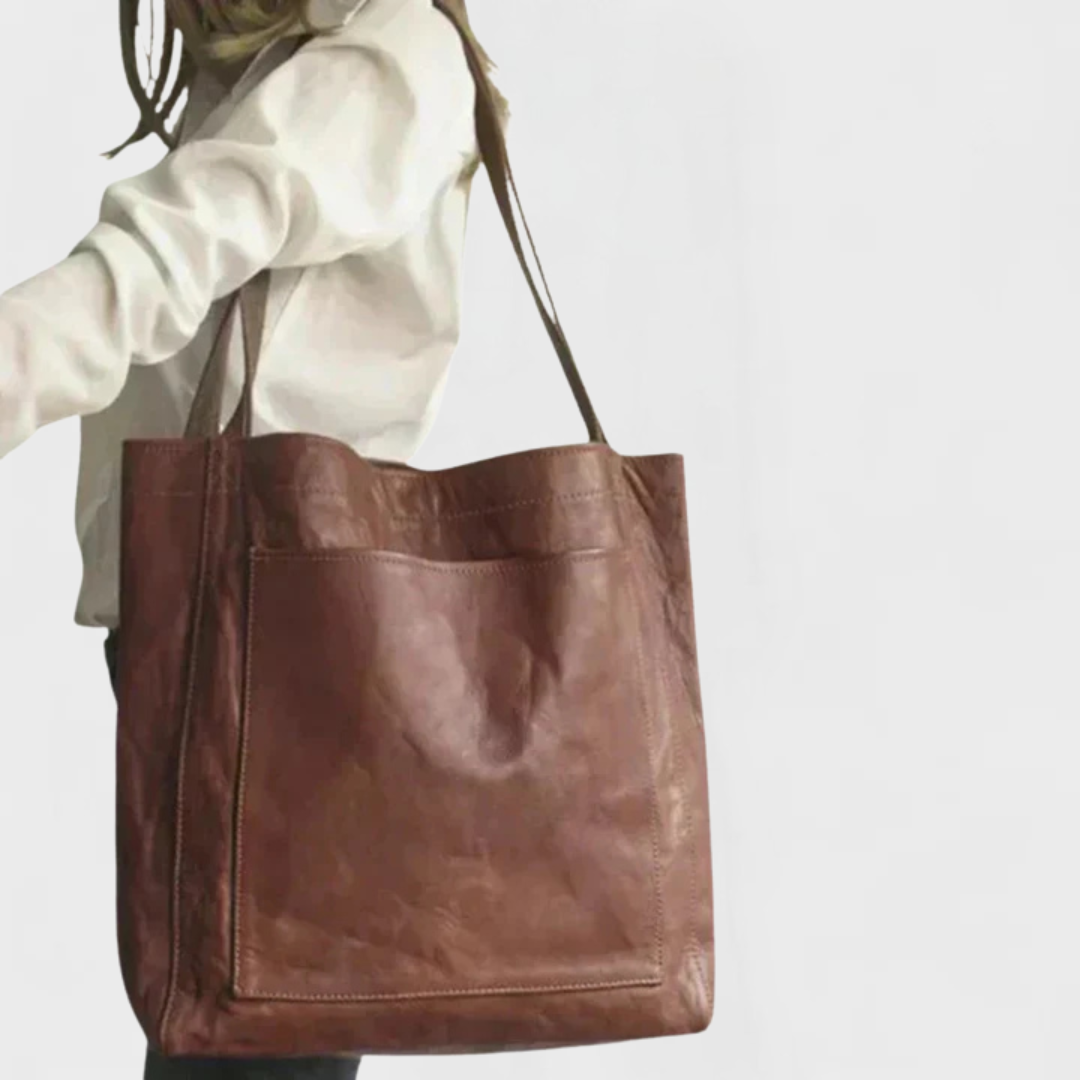 Slouchy Double Handle Faux Leather Tote Bag
