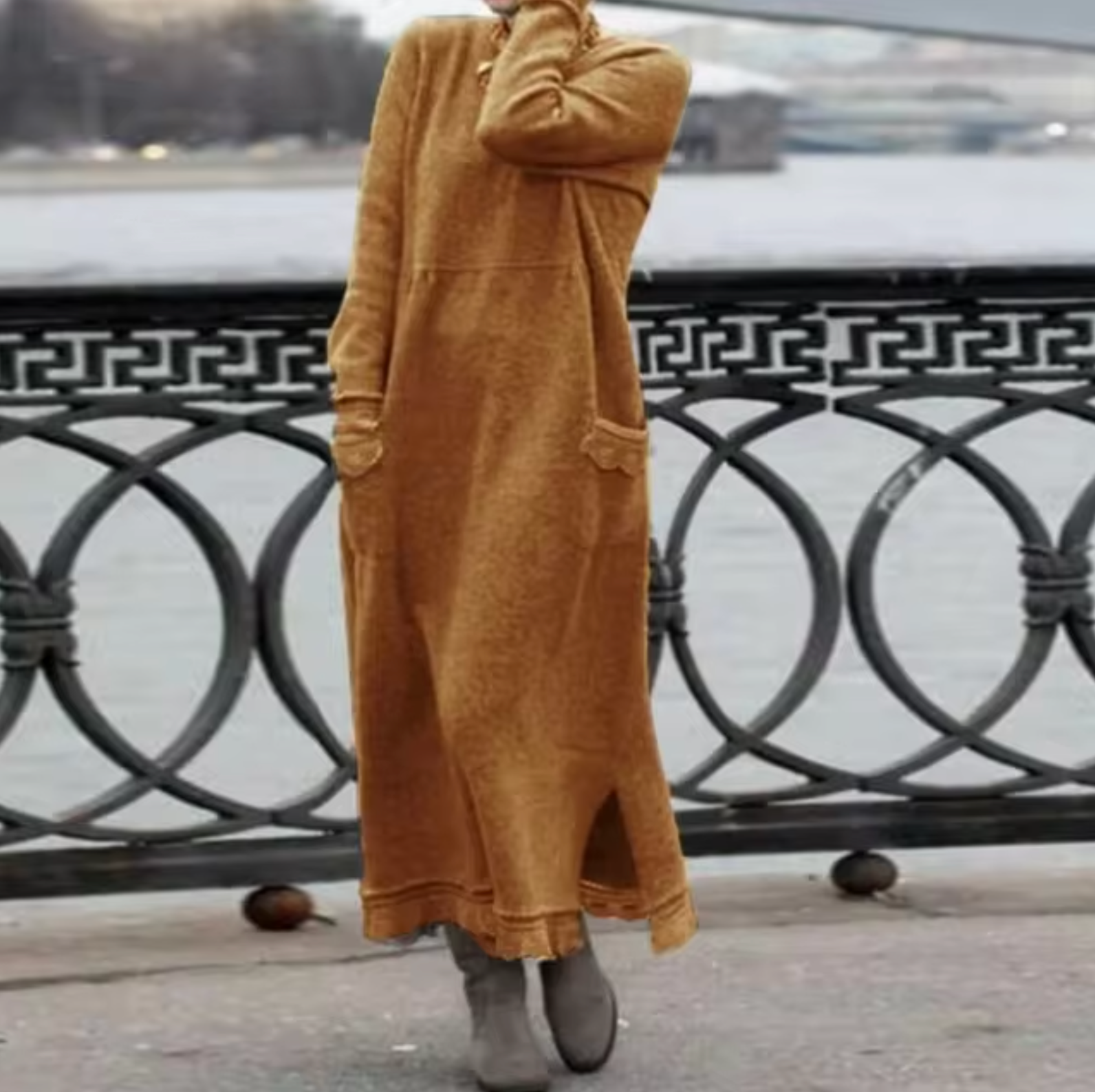 Maria Elena Loose Velvet Relaxed Dress with Premium Casual Styling