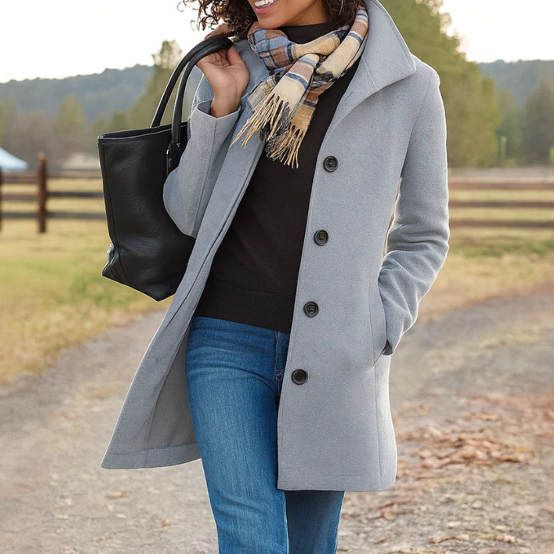 Lapel Collar Button Front Longline Coat