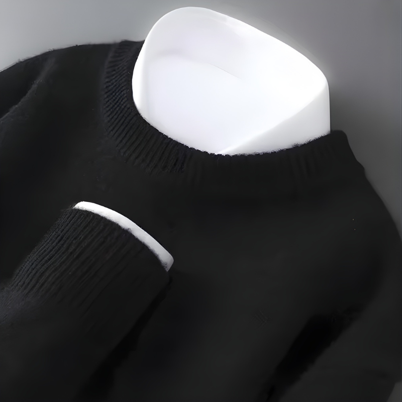 Mock Neck Long Sleeve Ribbed Trim Knit Sweater