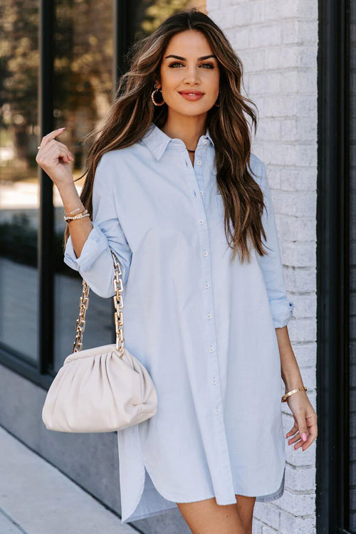 Stay Sunny Long Sleeve Shirt Mini Dress - 4 Colors