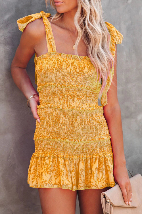 Whatever It Takes Sleeveless Smocked Mini Dress - 3 Colors Yellow