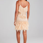 Sequin Fringe Feather V-Neck Mini Dress 29