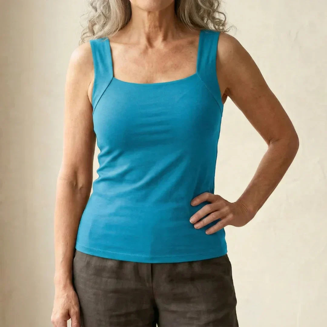 Square Neck Built In Bra Tank Top