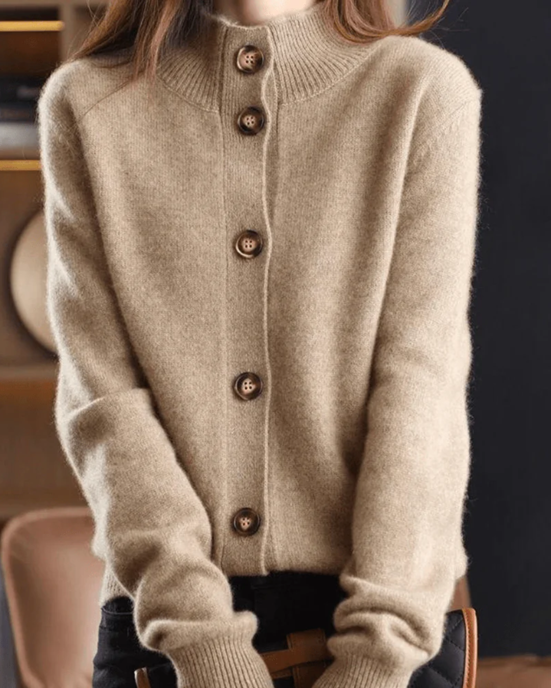 Lapel Collar Button Front Knit Cardigan