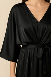 Satin V-Neck Batwing Wrap Maxi Dress 6