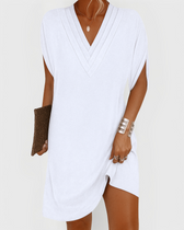 V-Neck Short Sleeve Shift Mini Dress 6