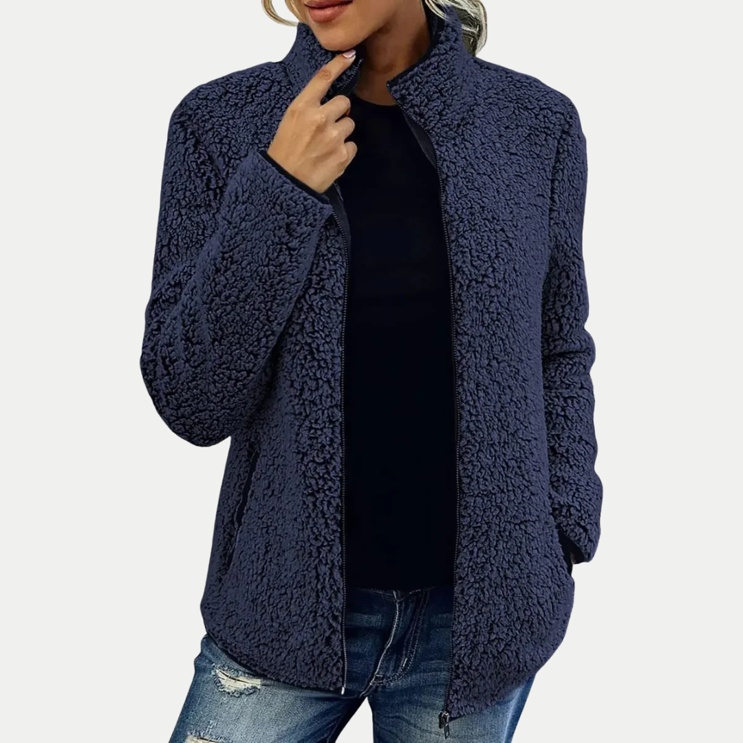 Zip Front Stand Collar Sherpa Fleece Jacket