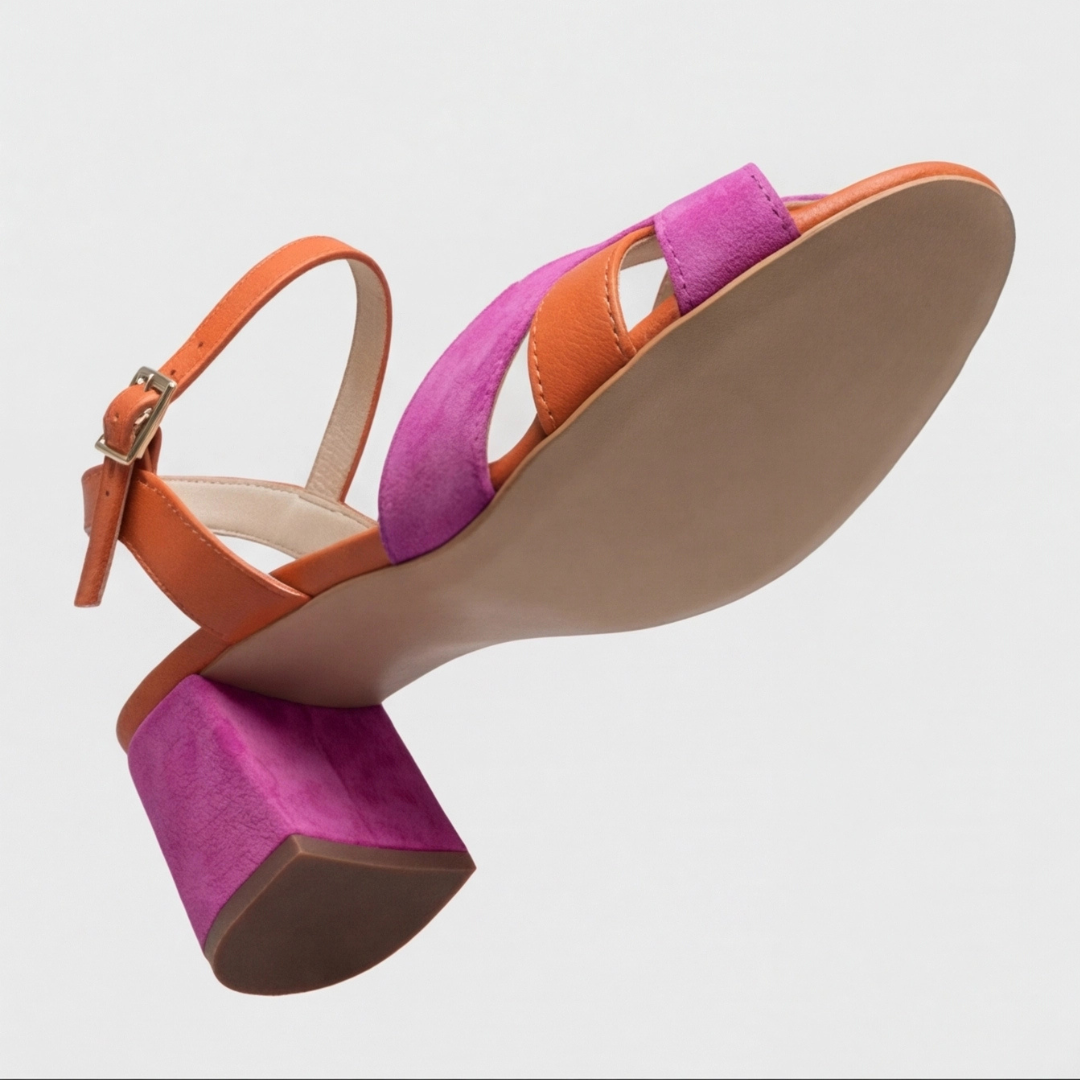 Open Toe Cross Strap Ankle Buckle Block Heel Sandals