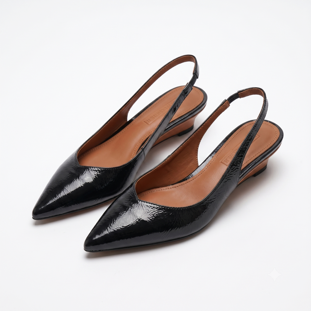 Pointed Toe Slingback Low Wedge Heel Pumps 2