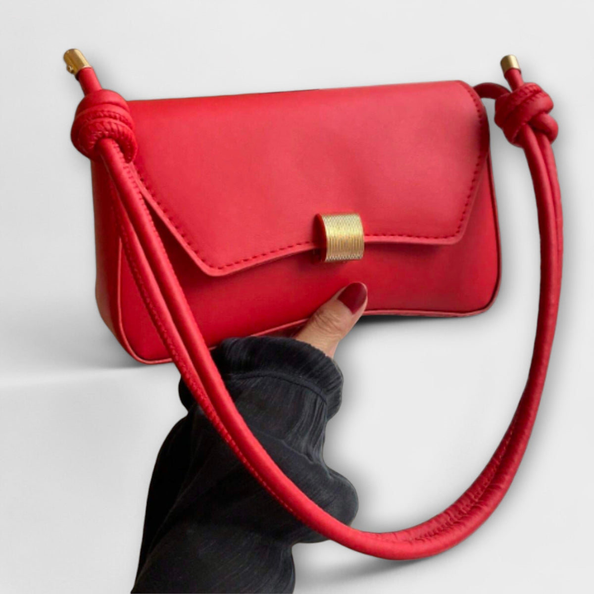 Knotted Strap Flap Shoulder Bag