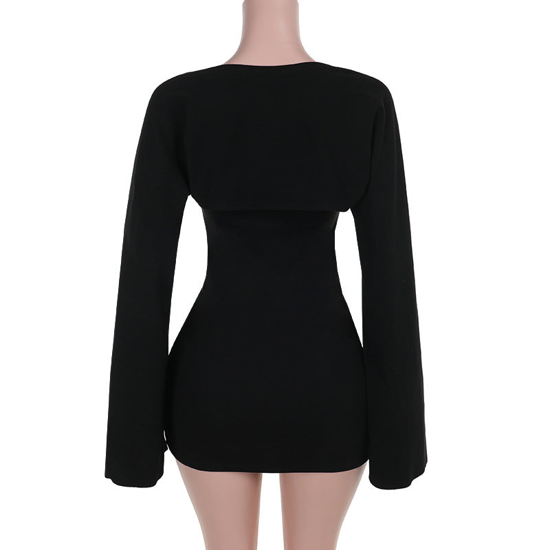 Midnight Muse Mini Dress-Black