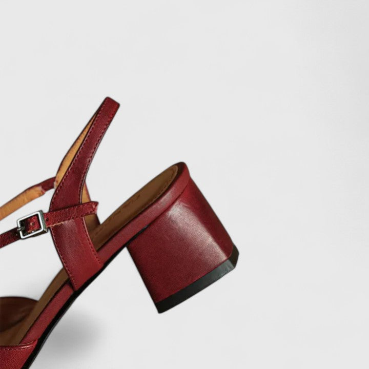 Square Toe Slingback Cross Strap Block Heel Pumps