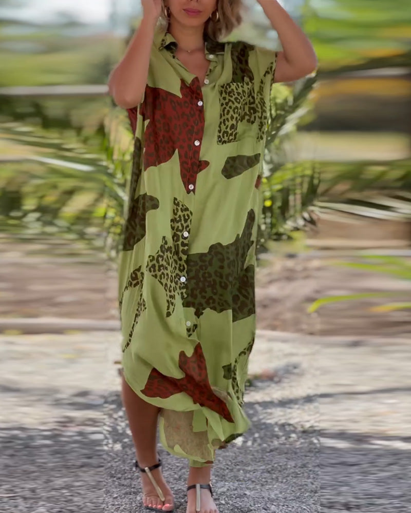 Short Sleeve Leopard Print Dress