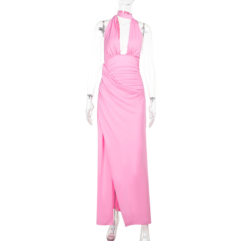 Rosier Slit Dress-Pink