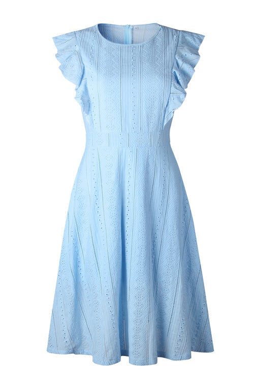 Butterfly Ruffle Sleeve Lace Midi Dress - 2 Colors - View 9