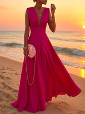 Tropical Floral Deep V-Neck Sleeveless Maxi Dress 2