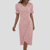 Floral V-Neck Short Sleeve Wrap Midi Dress 3